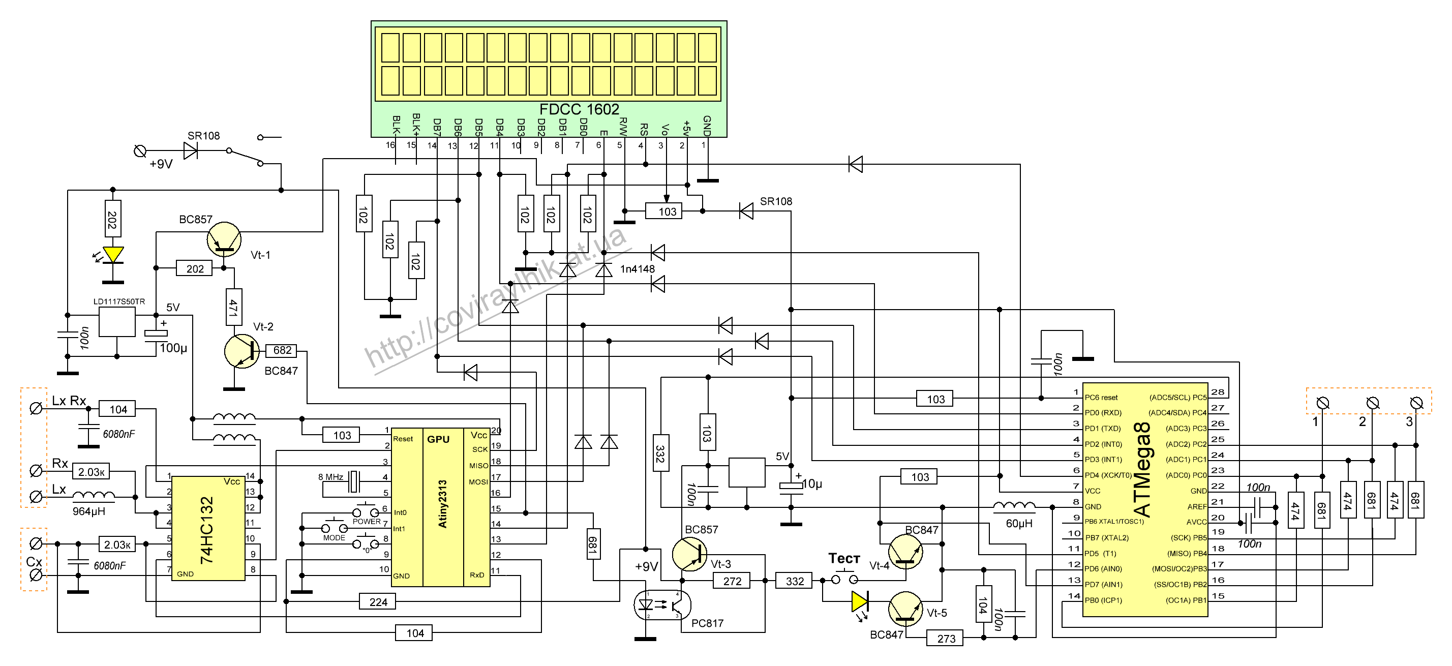 Схема транзистор тестера тс 1